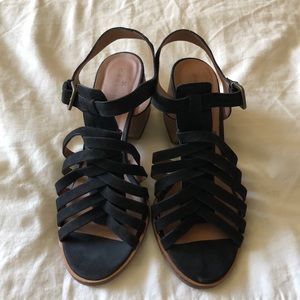 Black Caslon Wedge Sandals